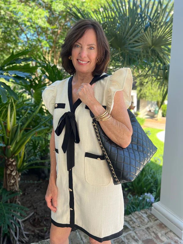 MAEVE QUILTED TOTE - BLACK - Gopher Lane Boutique & Gifts