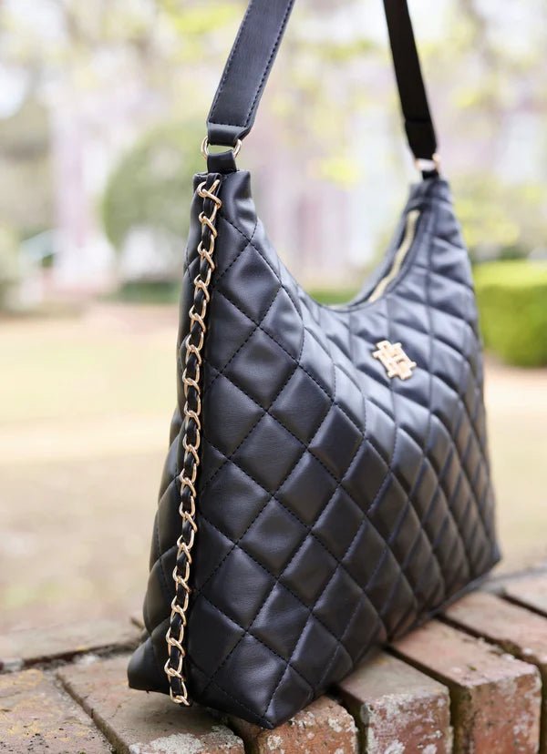 MAEVE QUILTED TOTE - BLACK - Gopher Lane Boutique & Gifts