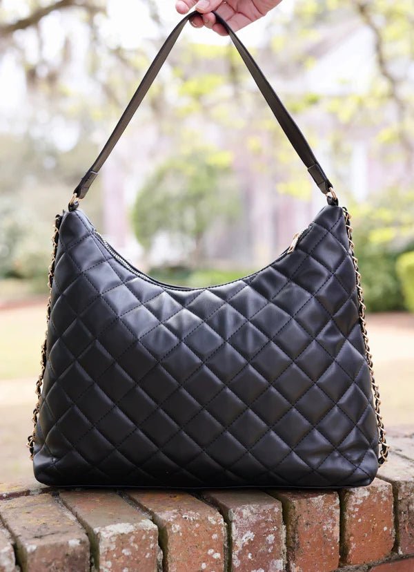 MAEVE QUILTED TOTE - BLACK - Gopher Lane Boutique & Gifts