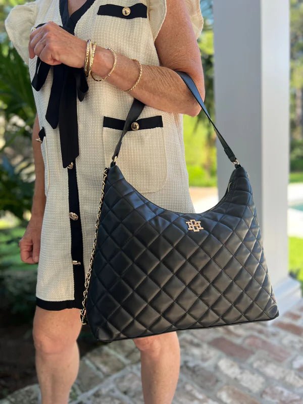 MAEVE QUILTED TOTE - BLACK - Gopher Lane Boutique & Gifts