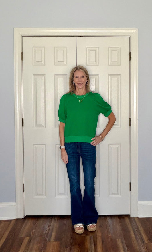 MARIAN PUFF SLEEVE TOP - KELLY - Gopher Lane Boutique & Gifts