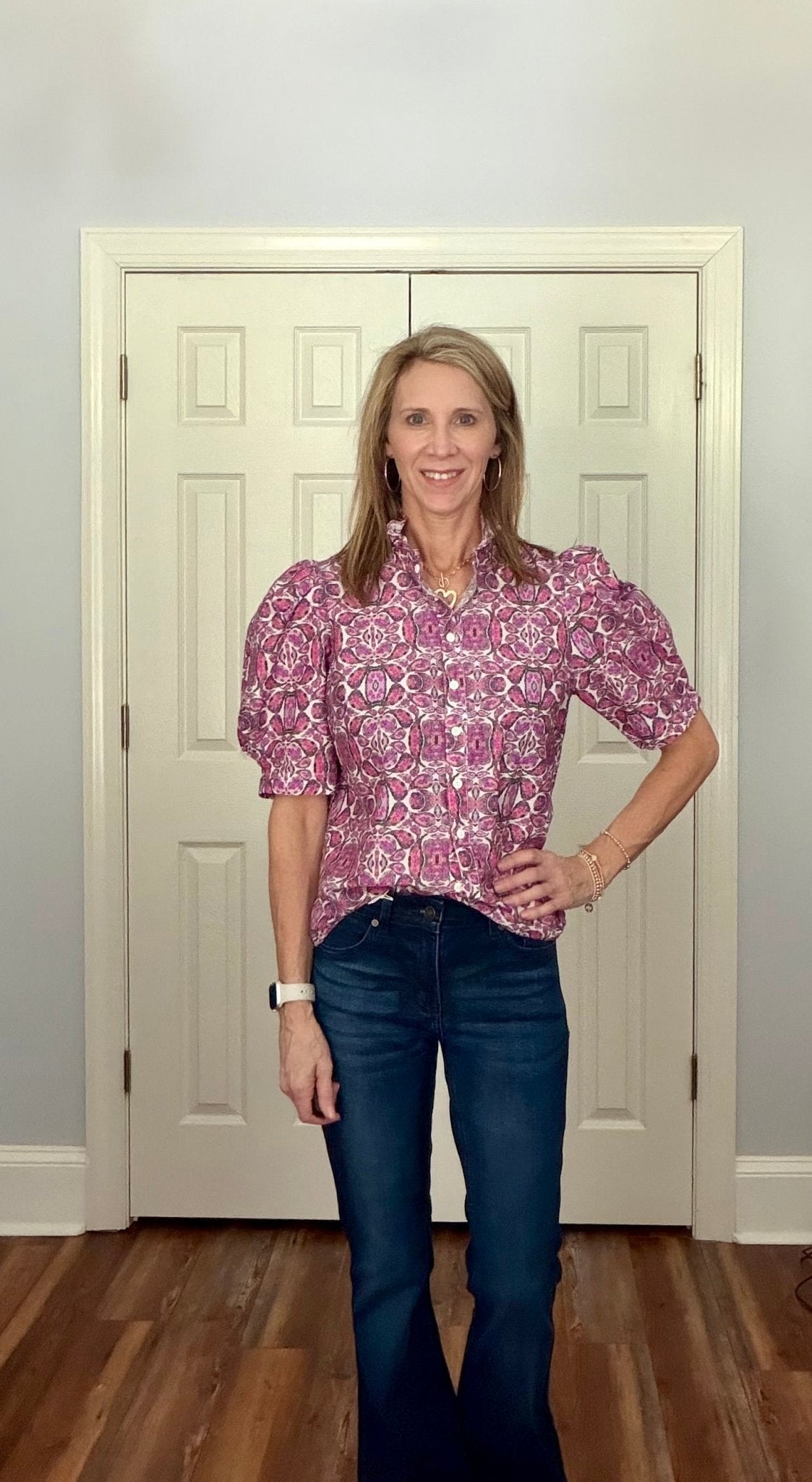 MAUVE KALEIDOSCOPE BUTTON UP TOP - Gopher Lane Boutique & Gifts