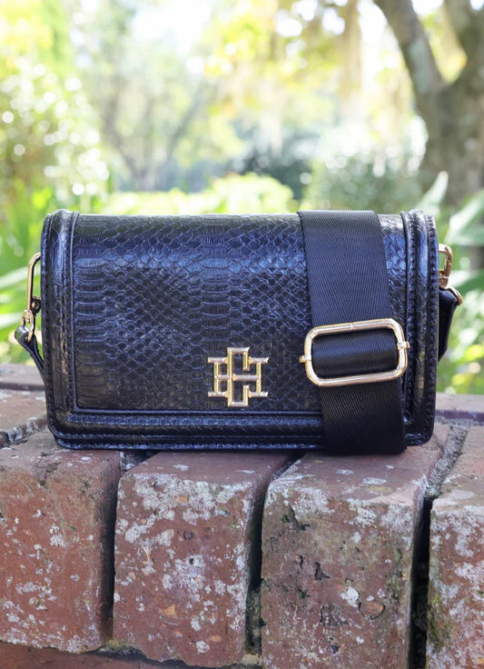 MAVERICK CROSSBODY BAG WITH POCKET - BLACK ES - Gopher Lane Boutique & Gifts