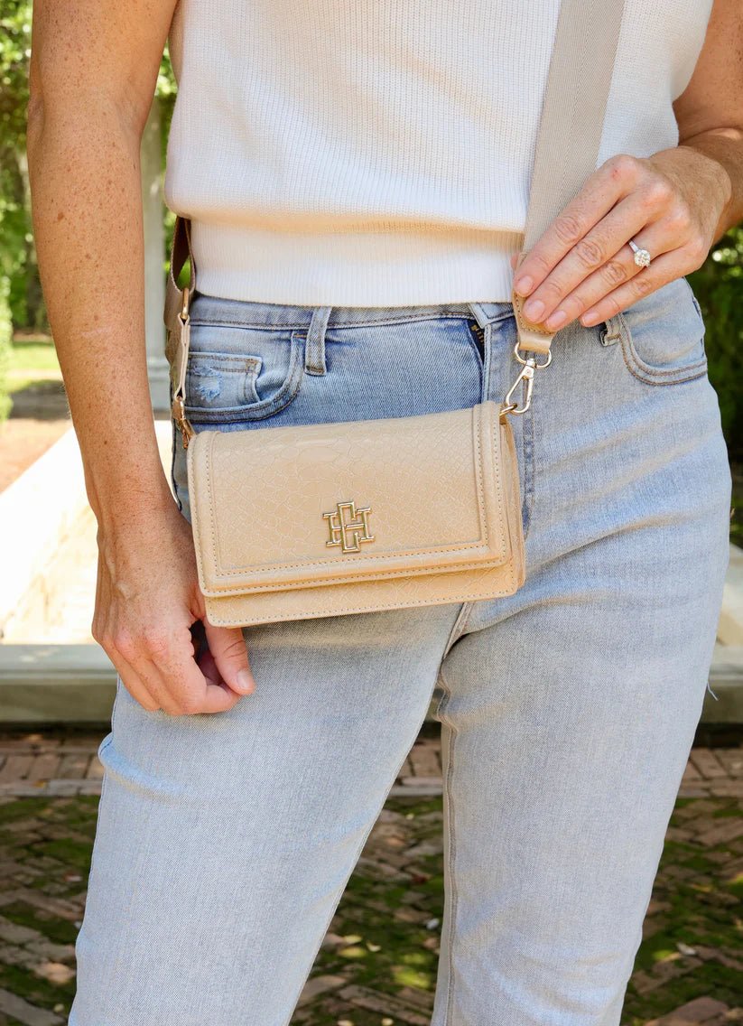 MAVERICK CROSSBODY BAG WITH POCKET - TAN ES - Gopher Lane Boutique & Gifts