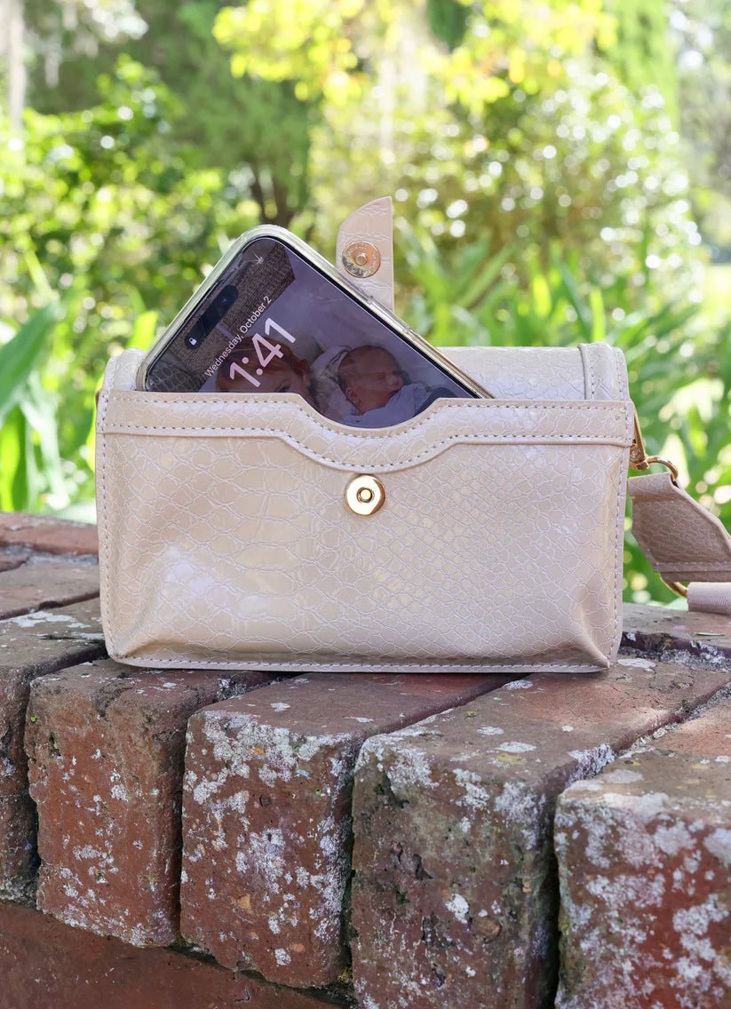 MAVERICK CROSSBODY BAG WITH POCKET - TAN ES - Gopher Lane Boutique & Gifts