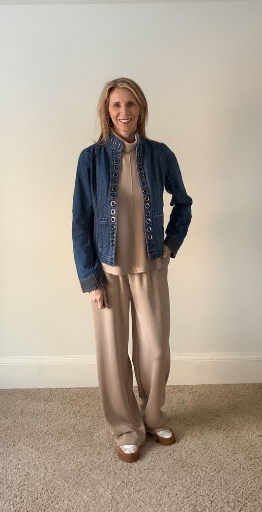 MAVERICK EYELET DENIM MOTO JACKET BY KARLIE - Gopher Lane Boutique & Gifts