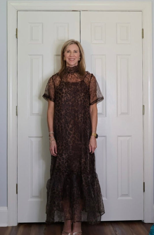 MAYA LEOPARD SHEER MAXI DRESS - Gopher Lane Boutique & Gifts