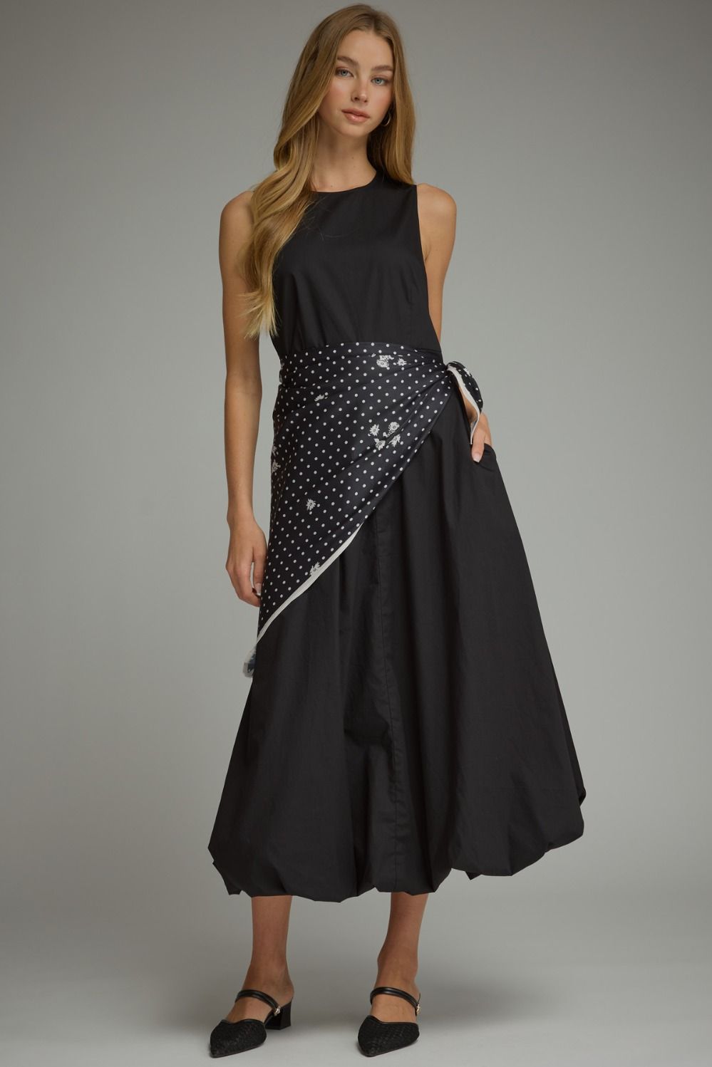 MIDNIGHT NOIR MIDI DRESS AND SCARF SET - Gopher Lane Boutique & Gifts