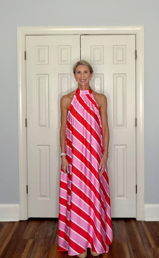 NANTUCKET HALTER STRIPED MAXI DRESS - Gopher Lane Boutique & Gifts