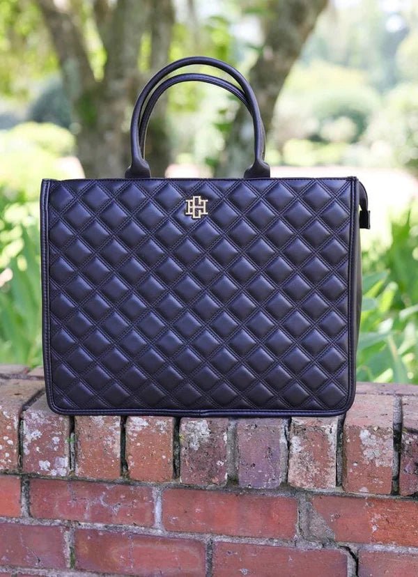 NIALL TOTE - BLACK QUILTED DQ - Gopher Lane Boutique & Gifts