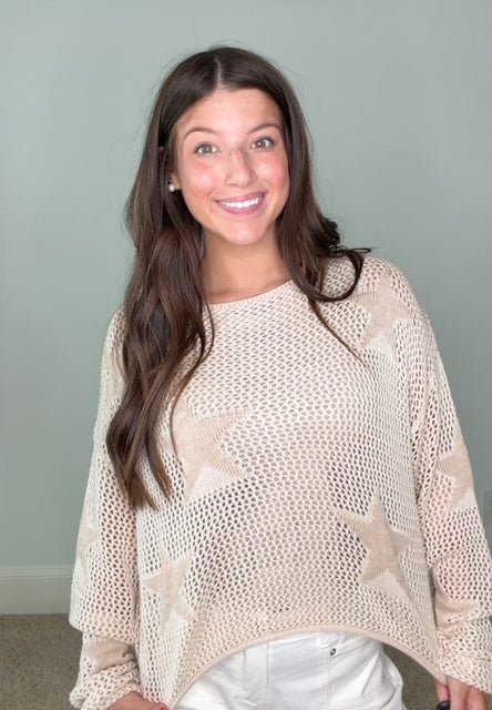 NOVA STAR OVERSIZED OPEN-KNIT SWEATER - Gopher Lane Boutique & Gifts