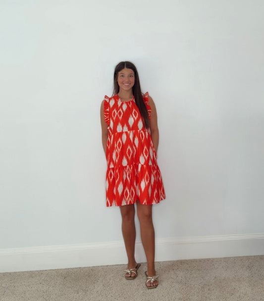 ORANGE AND WHITE MIDI DRESS - Gopher Lane Boutique & Gifts