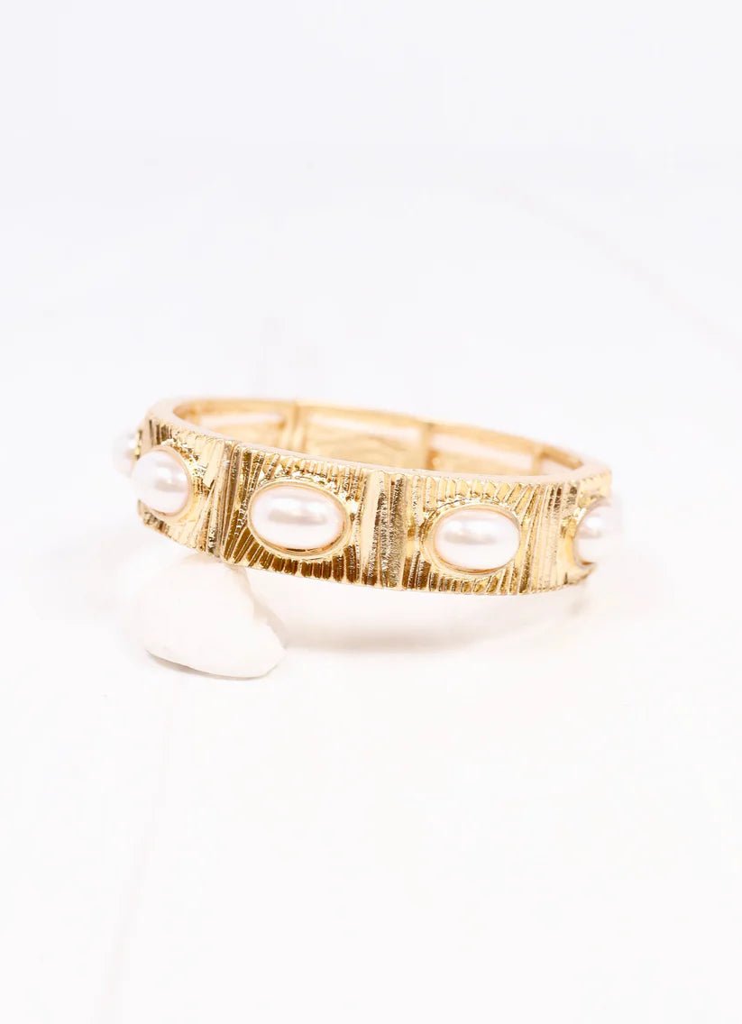 PASCAL PEARL STRETCH BRACELET - GOLD - Gopher Lane Boutique & Gifts