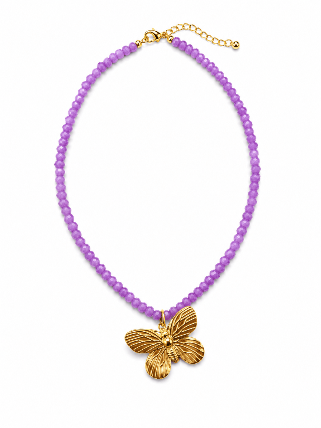 PURPLE BEADED BUTTERFLY NECKLACE - Gopher Lane Boutique & Gifts