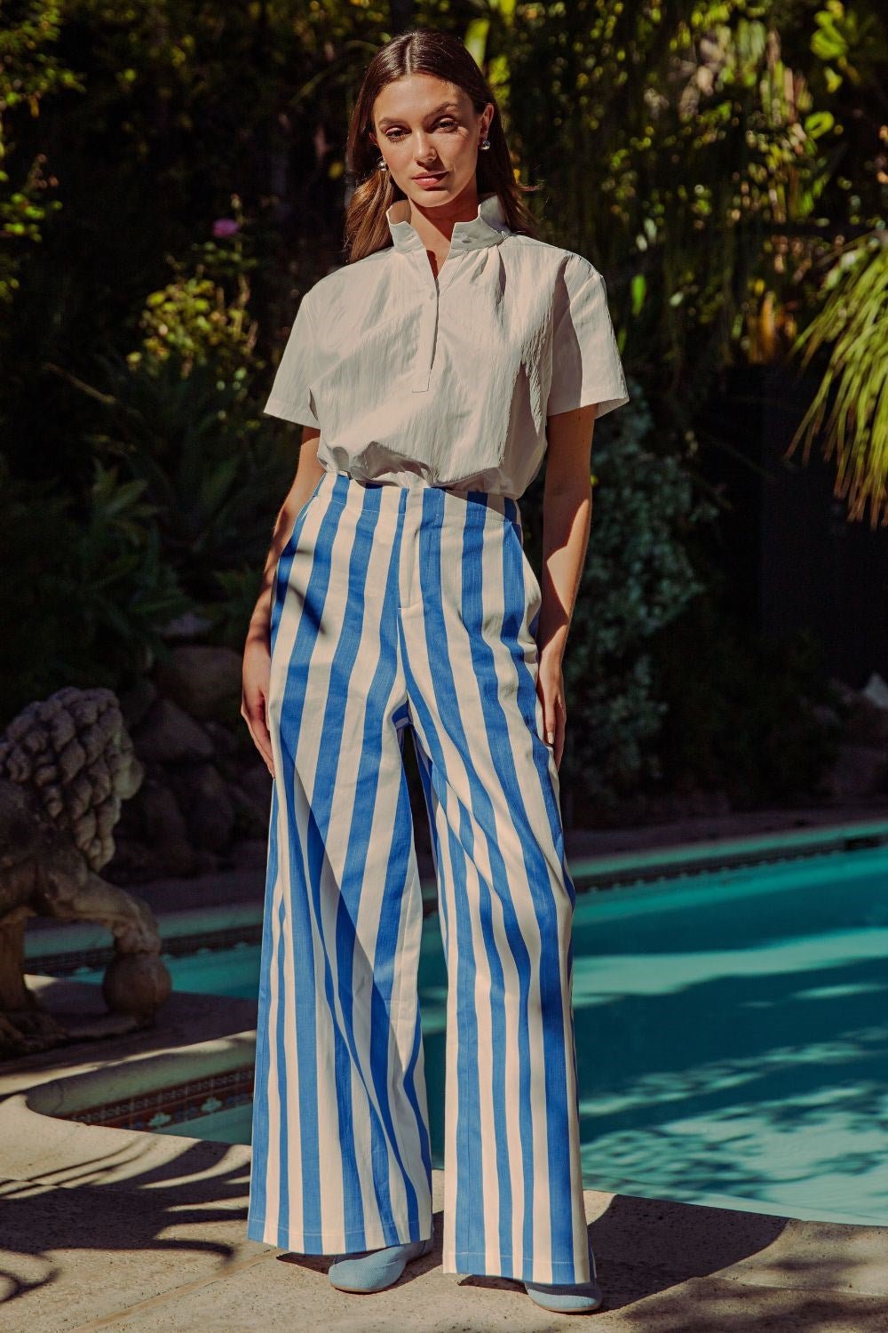 RHYLEE HIGH-WAIST STRIPED WIDE-LEG TROUSERS - Gopher Lane Boutique & Gifts