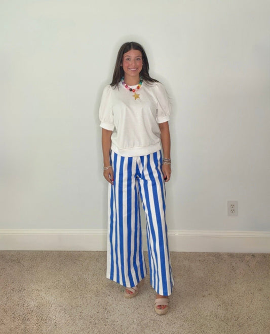 RHYLEE HIGH-WAIST STRIPED WIDE-LEG TROUSERS - Gopher Lane Boutique & Gifts