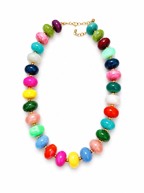 RORY- MULTICOLOR LARGER RONDELLE BEADED NECKLACE - Gopher Lane Boutique & Gifts