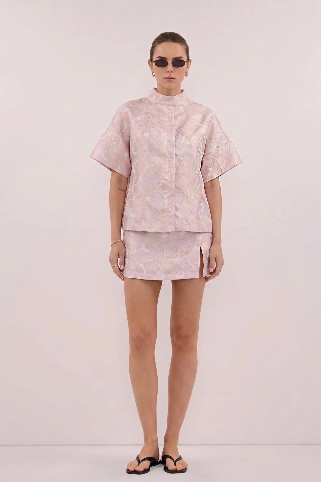 ROSALIE GOLD FLORAL HIGH-WAIST SKORT - Gopher Lane Boutique & Gifts