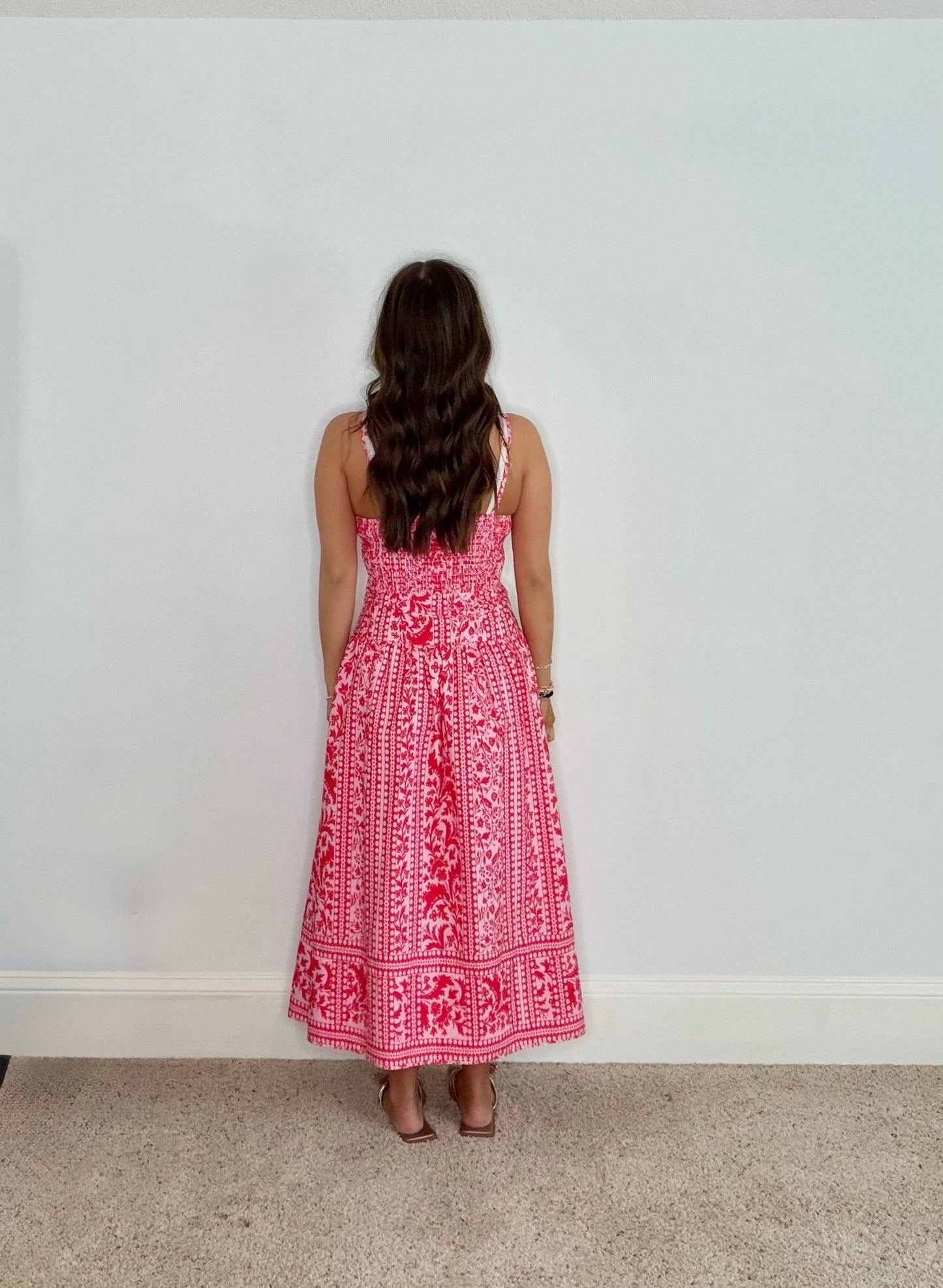 ROSALIE PINK BLOCK PRINT SUN DRESS - Gopher Lane Boutique & Gifts