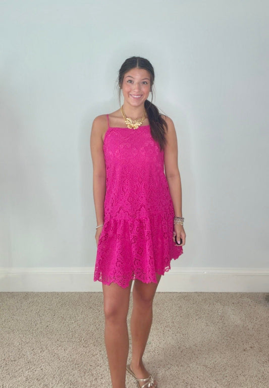ROSALINA SCALLOPED FLORAL LACE MINI DRESS - Gopher Lane Boutique & Gifts