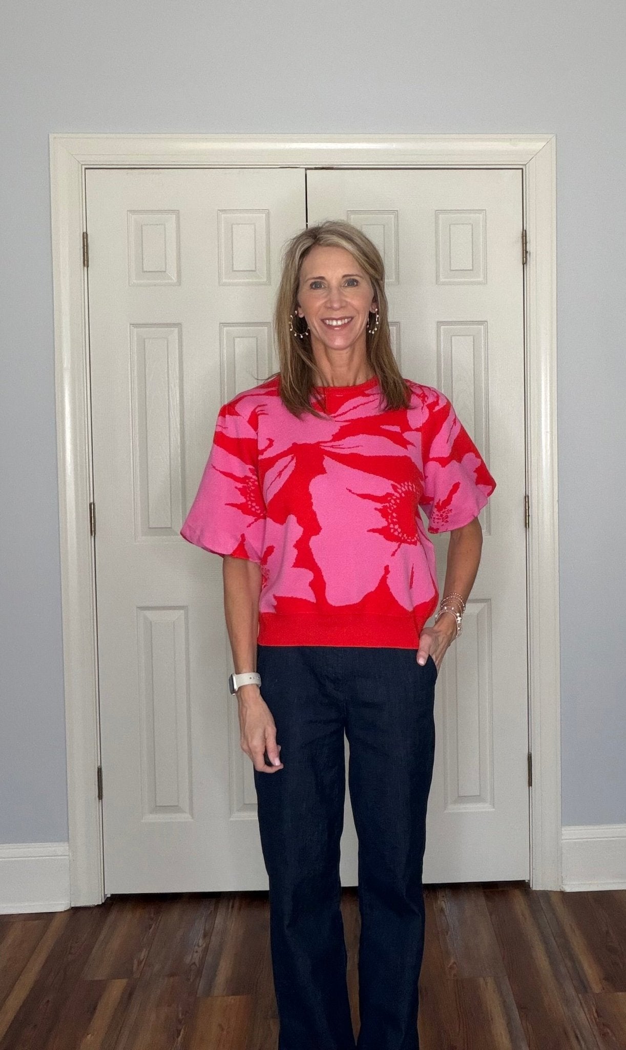 ROSALIND FLORAL PUFF - SLEEVE SWEATER - Gopher Lane Boutique & Gifts