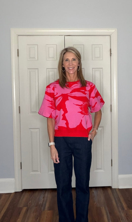 ROSALIND FLORAL PUFF - SLEEVE SWEATER - Gopher Lane Boutique & Gifts