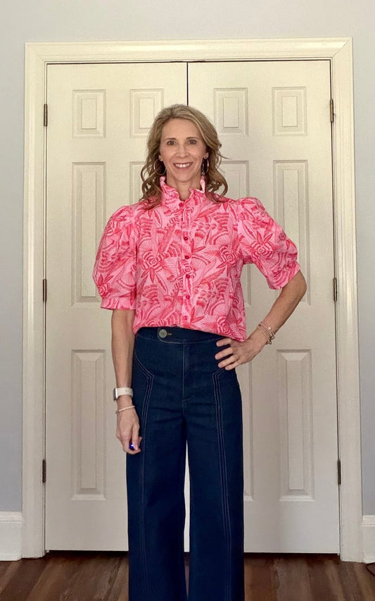 ROSETTE BLOOM RUFFLE NECK TOP BY KARLIE - Gopher Lane Boutique & Gifts