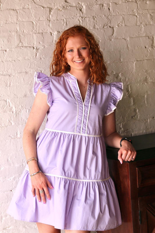 RUFFLE SLEEVE TIERED DRESS - Gopher Lane Boutique & Gifts