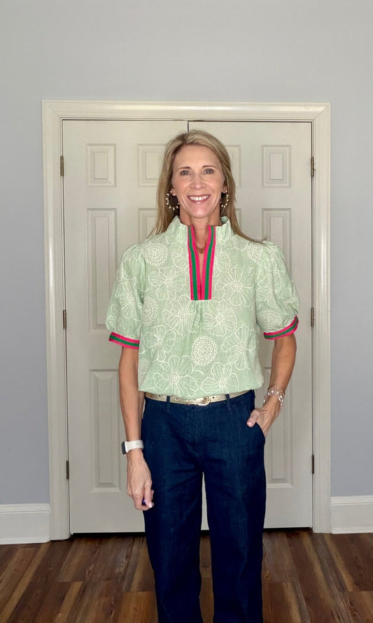 SAGE GARDEN FLORAL EMBROIDERED TOP - Gopher Lane Boutique & Gifts