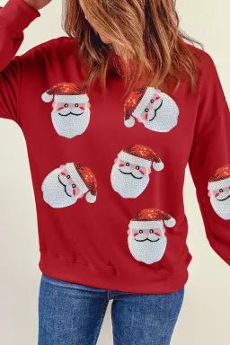 SANTA SEQUINED SWEATSHIRT - RED - Gopher Lane Boutique & Gifts