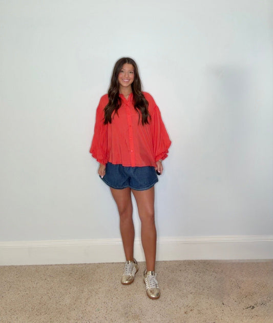 SCARLETT LANTERN SLEEVE TOP - Gopher Lane Boutique & Gifts