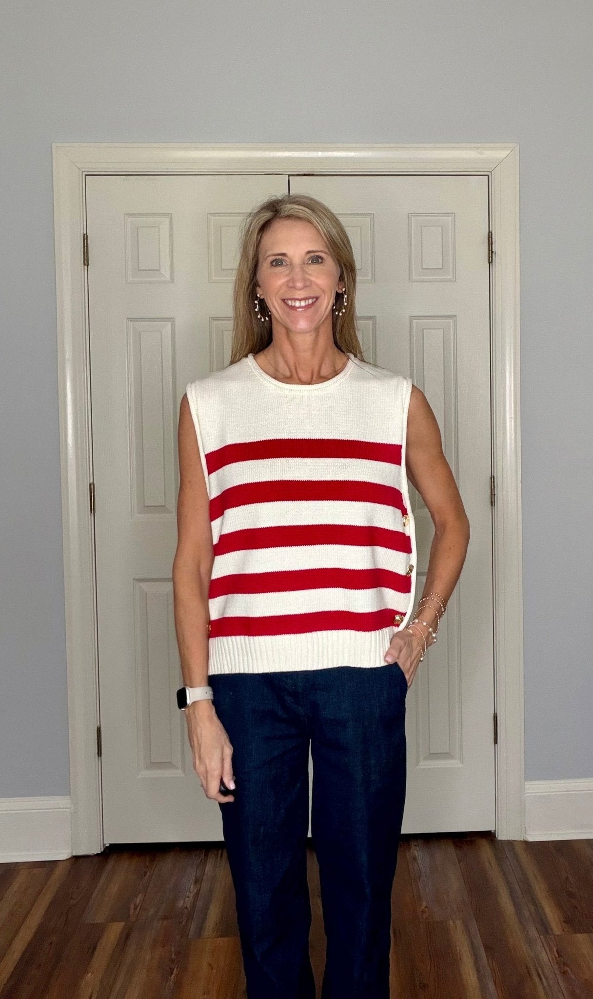 SEASIDE CHIC RED AND WHITE STRIPED SWEATER - Gopher Lane Boutique & Gifts