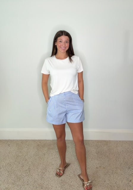 SEASIDE HARBOR STRIPED COASTAL SHORTS BY KARLIE - Gopher Lane Boutique & Gifts