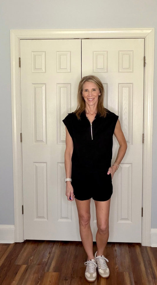 SERENE QUARTER ZIP LOUNGE SET - BLACK - Gopher Lane Boutique & Gifts