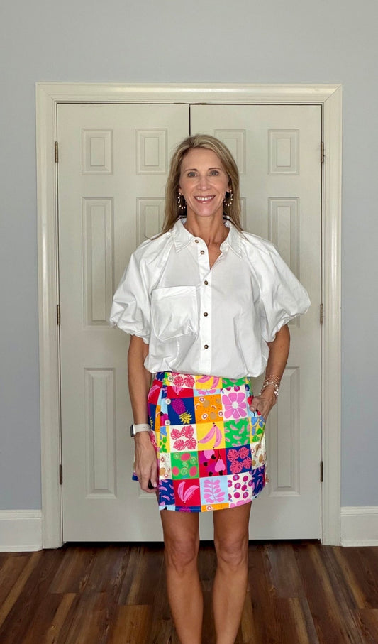 SHEILA TROPICAL PATCHWORK SKORT BY KARLIE - Gopher Lane Boutique & Gifts