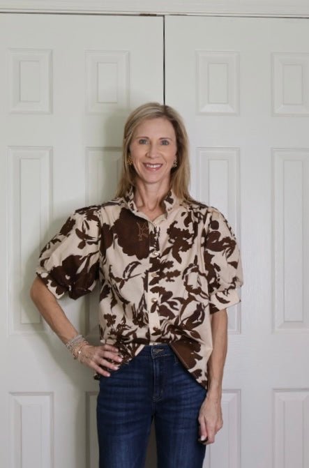 SIENNA BLOOM PUFF SLEEVE BLOUSE - Gopher Lane Boutique & Gifts