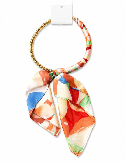 SILK SCARF WRAPPED COLLAR NECKLACE - Gopher Lane Boutique & Gifts