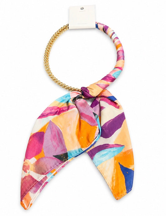 SILK SCARF WRAPPED COLLAR NECKLACE - Gopher Lane Boutique & Gifts