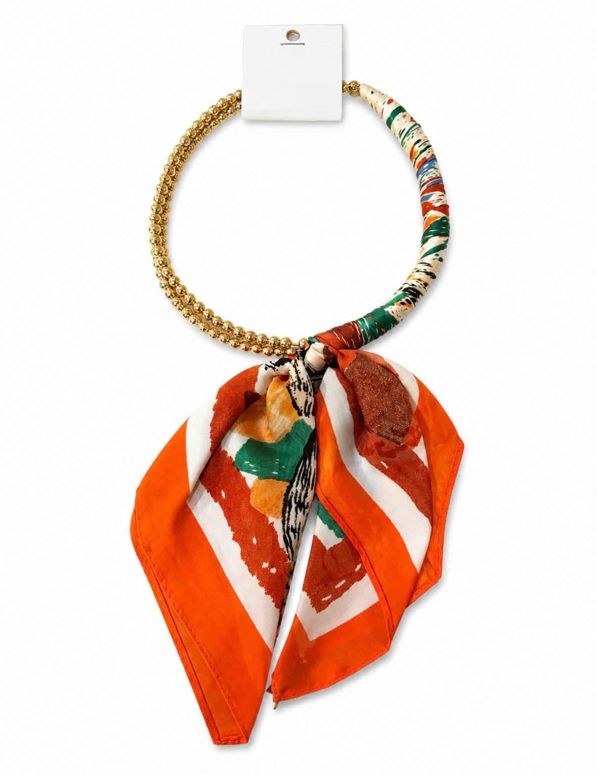 SILK SCARF WRAPPED COLLAR NECKLACE - Gopher Lane Boutique & Gifts