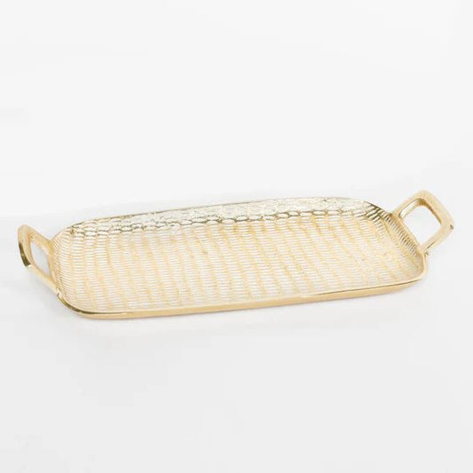 SMALL GOLD AND WHITE TRAY - Gopher Lane Boutique & Gifts