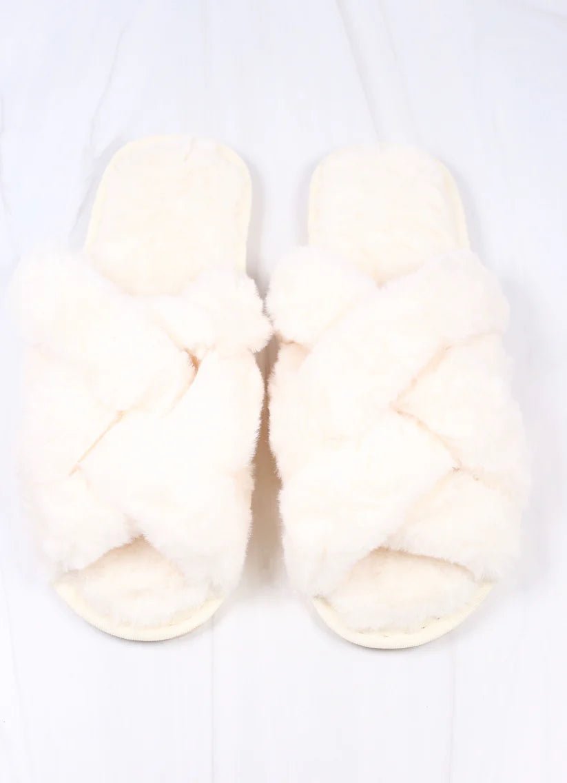 SOFIE OPEN SLIPPERS - IVORY - Gopher Lane Boutique & Gifts