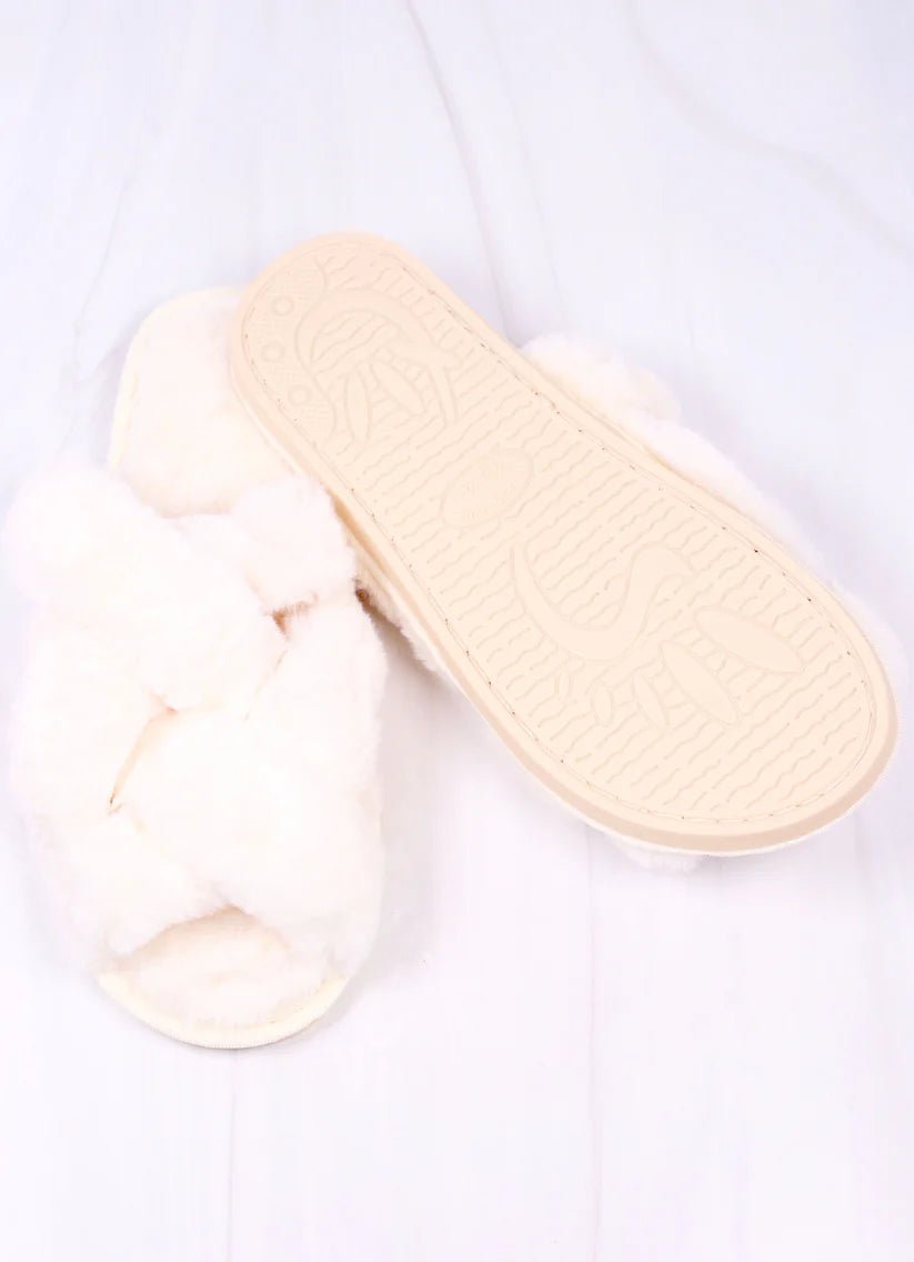 SOFIE OPEN SLIPPERS - IVORY - Gopher Lane Boutique & Gifts