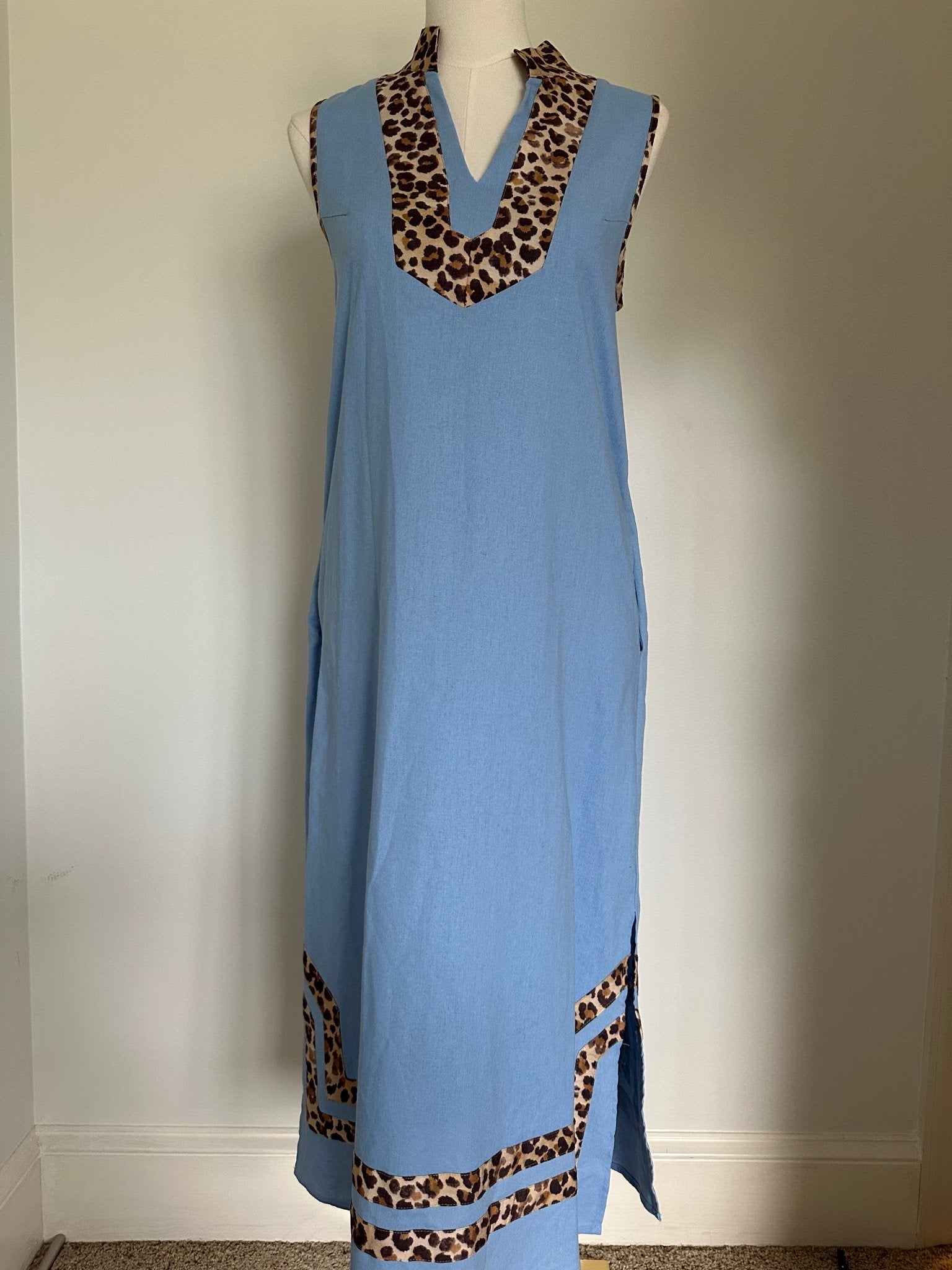 SOPHISTICATED LEOPARD TRIM MIDI DRESS - Gopher Lane Boutique & Gifts