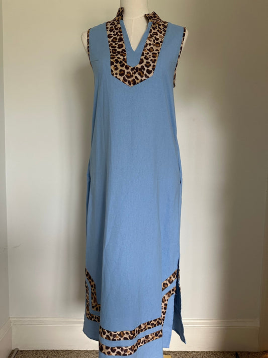 SOPHISTICATED LEOPARD TRIM MIDI DRESS - Gopher Lane Boutique & Gifts