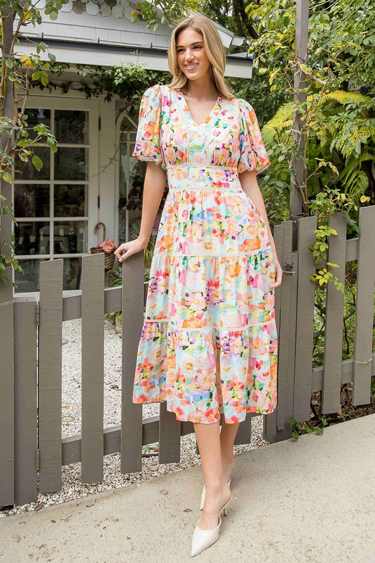 SPRING IS IN THE AIR PUFF SLEEVE TIERED DRESS - Gopher Lane Boutique & Gifts