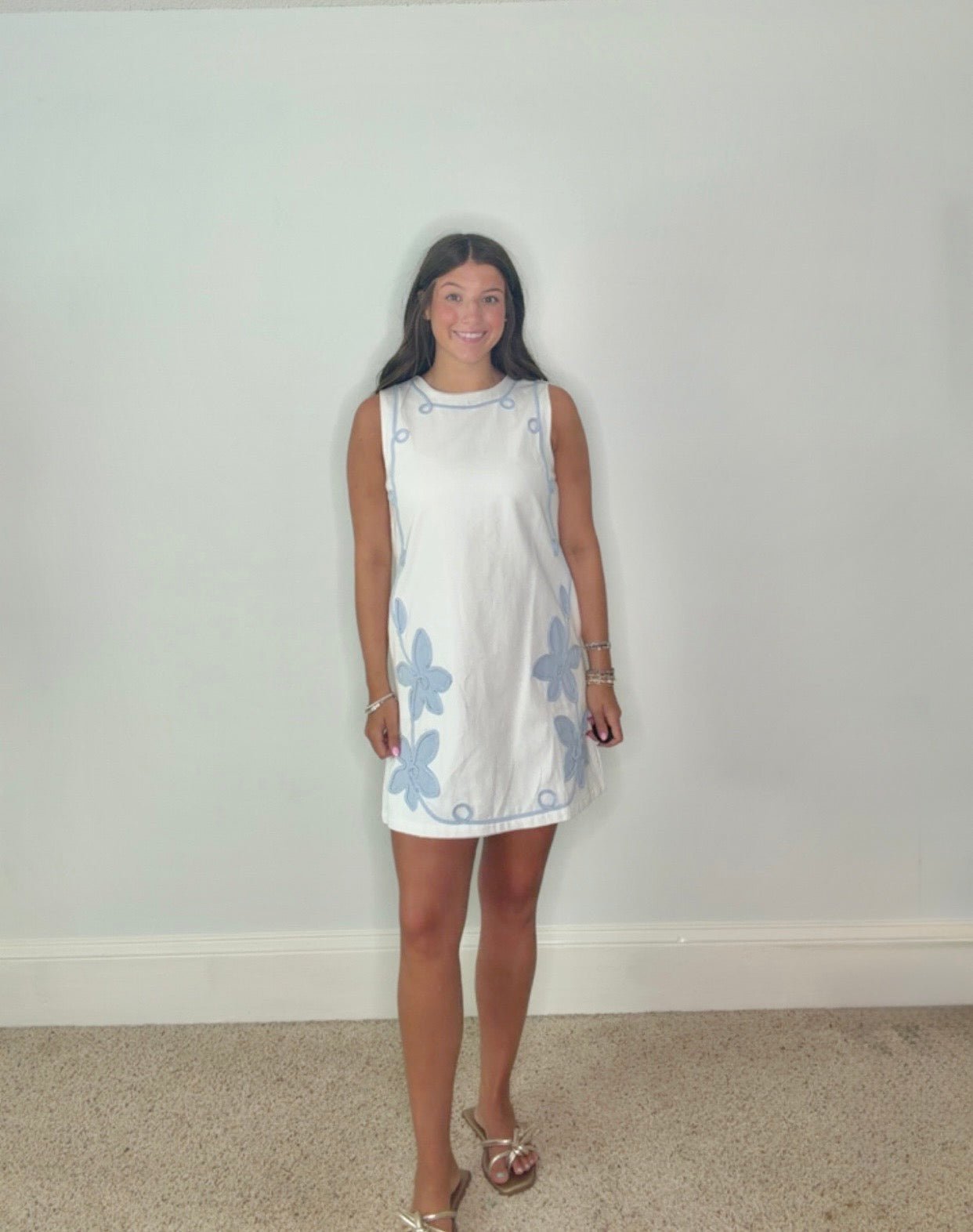 TCEC WHITE AND BLUE MINI DRESS - Gopher Lane Boutique & Gifts