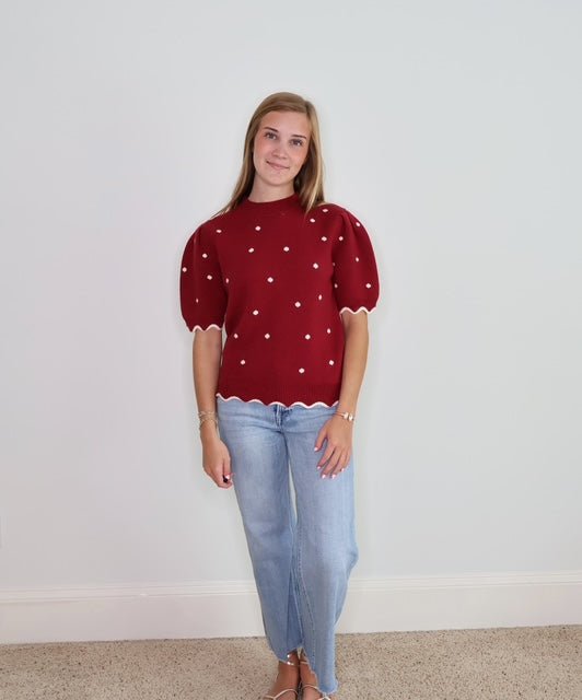 THE "BERRY SWEET" SCALLOPED POLKA DOT TOP - Gopher Lane Boutique & Gifts