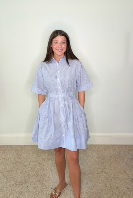 THE BLAIRE STRIPED OPEN-BACK SHIRT DRESS BY KARLIE - Gopher Lane Boutique & Gifts