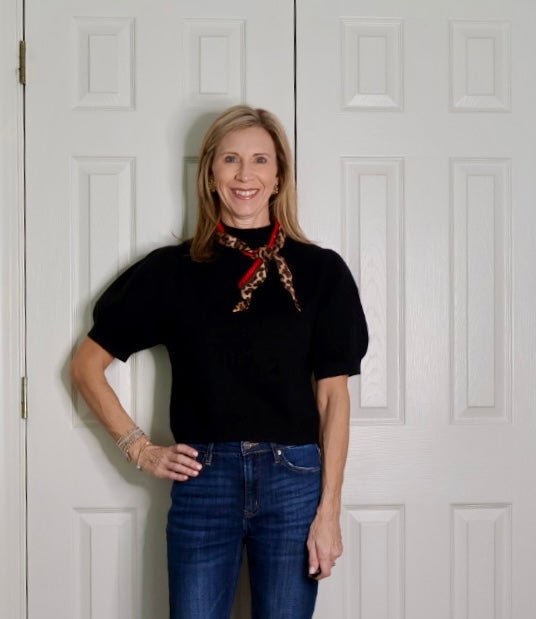 THE ELIZA BLACK TOP WITH SCARF ACCESSORY - Gopher Lane Boutique & Gifts