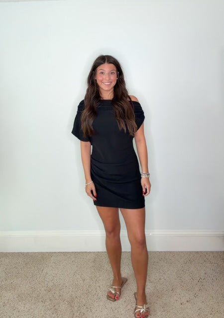 THE ELLEN OFF-THE-SHOULDER MINI DRESS - Gopher Lane Boutique & Gifts